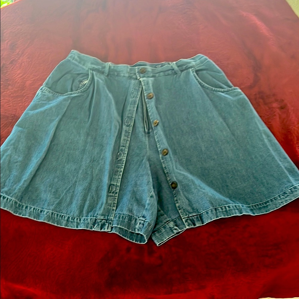 Karen Scott Blue Jean Shorts High-Waisted Relaxed Fit